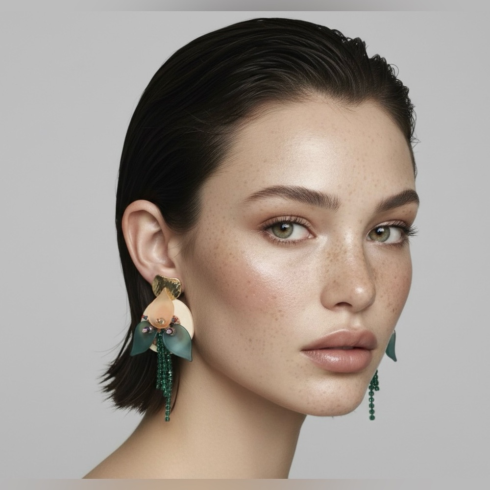 Handcrafted Wood Floral Statement Earrings